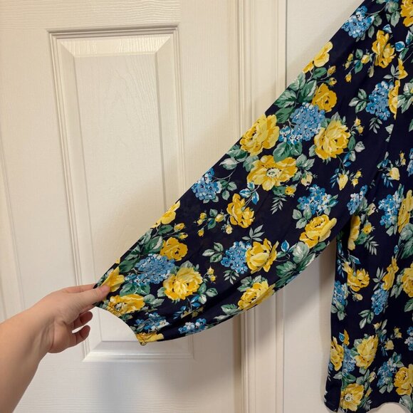Counterparts Floral Blouse Longsleeve Navy Yellow Size 3X NWT - Picture 6 of 11
